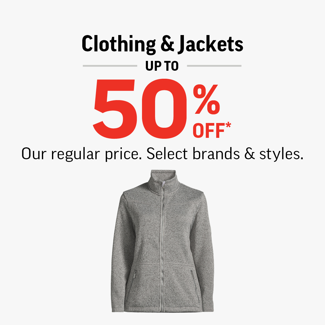 Clothing & Jackets Up To 50% Off! icon