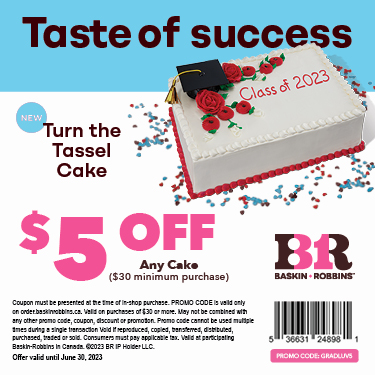 Congratulate your grad in a sweet way with custom cakes from Baskin-Robbins® Canada! icon