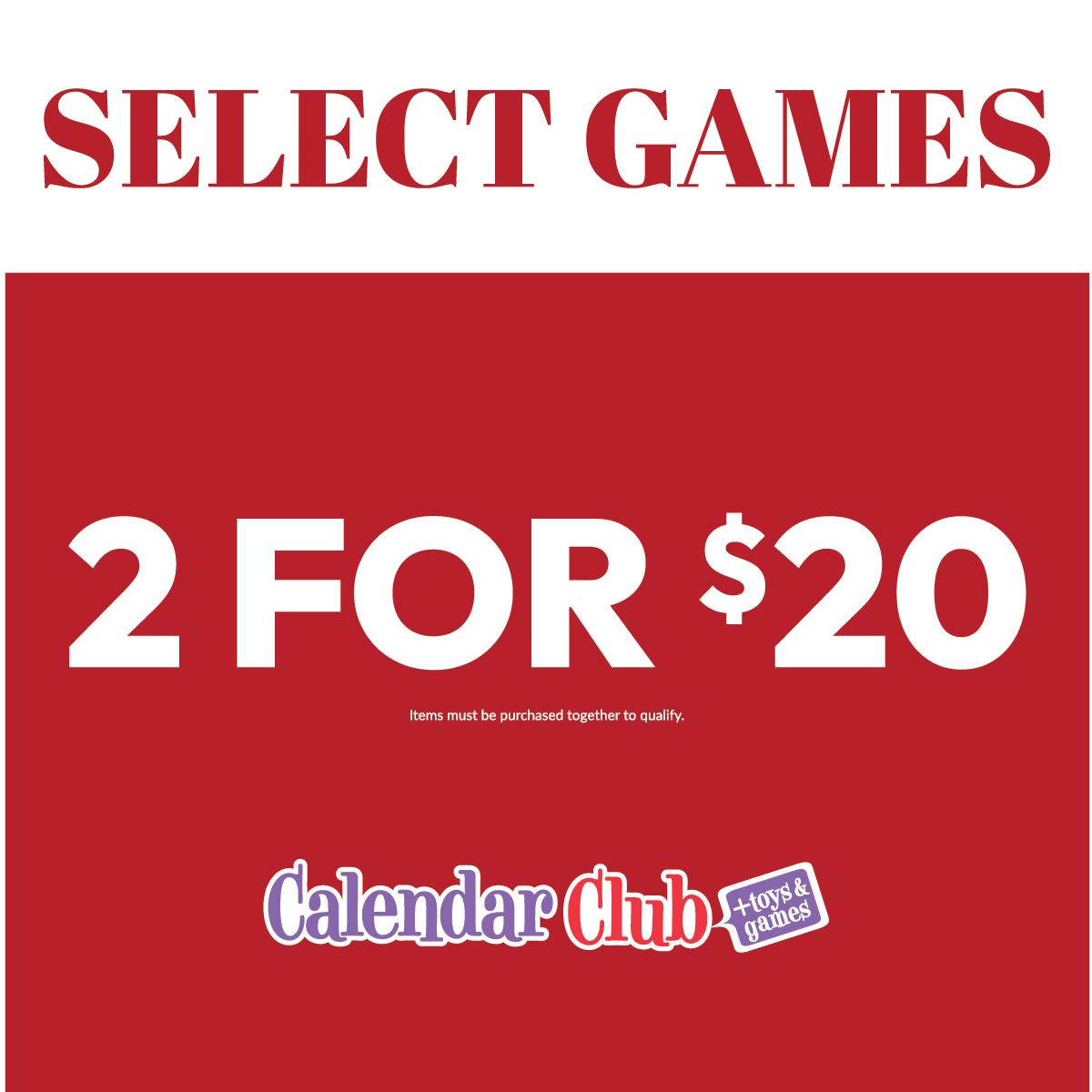 Calendar Club- Select Games – 2 for $20! icon