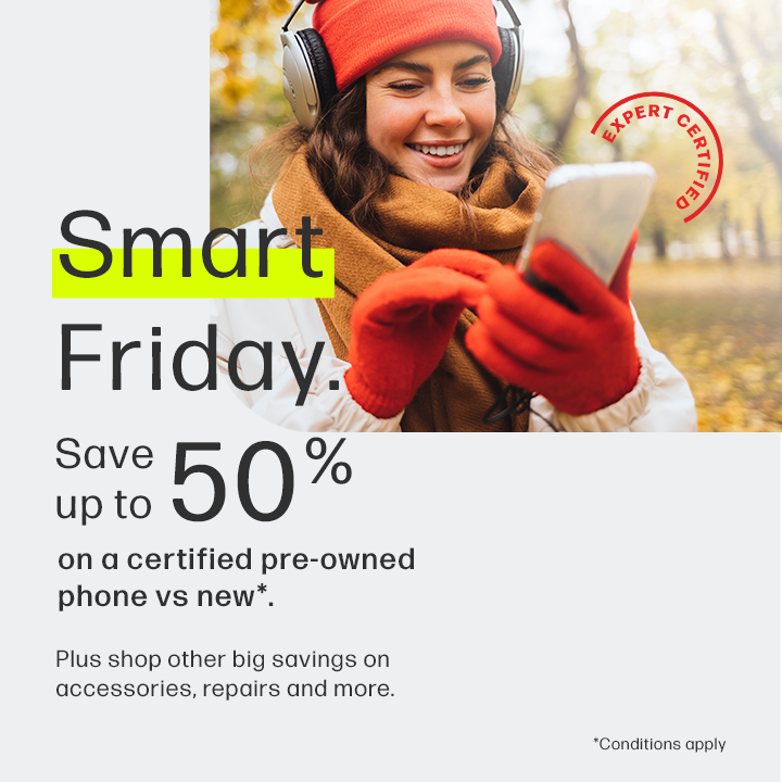 Mobile Klinik- Smart Friday. Save up to 50% on a certified pre-owned phone vs new. icon