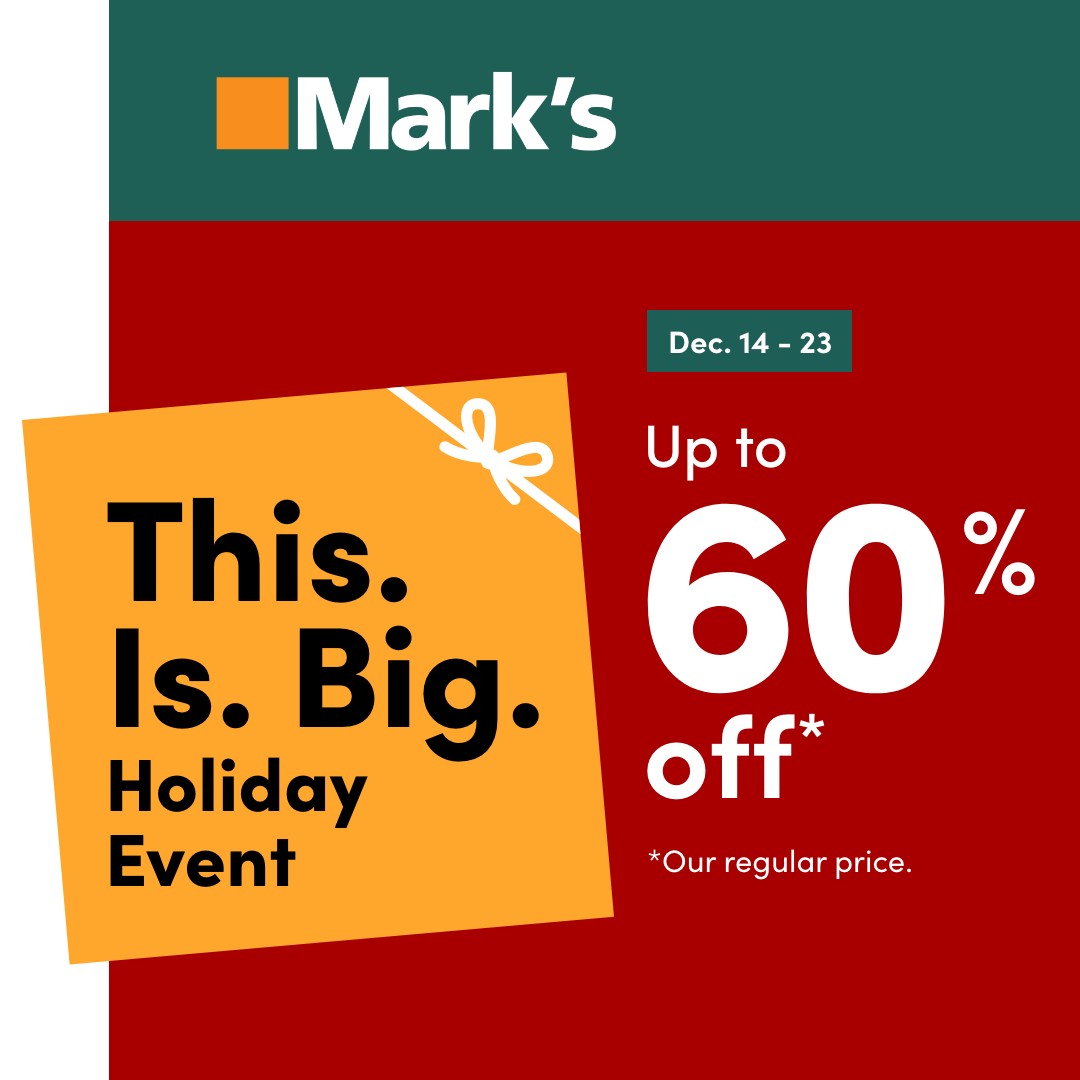 Mark’s- This. Is. Big. Holiday Event! Up to 60% off* icon