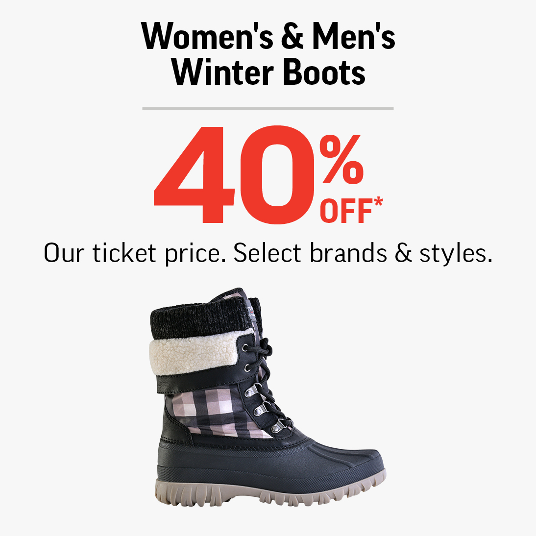 Select Winter Boots 40% Off* icon