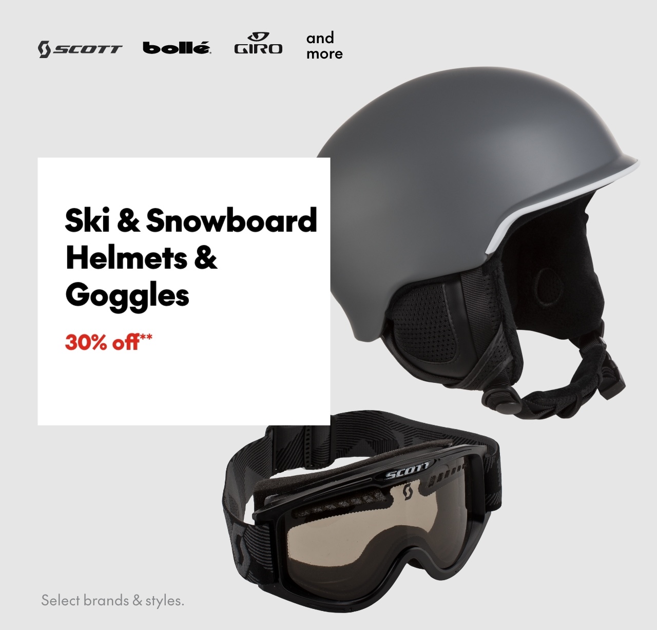 Ski & Snowboard Helmets & Goggles 30% Off*! icon