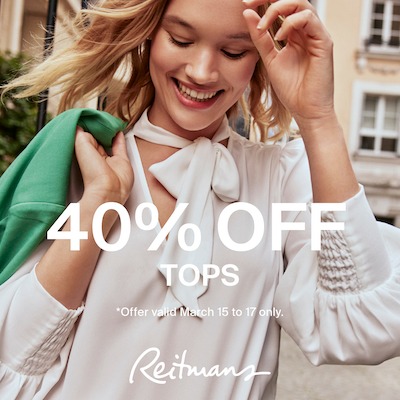 Get 40% off tops! icon