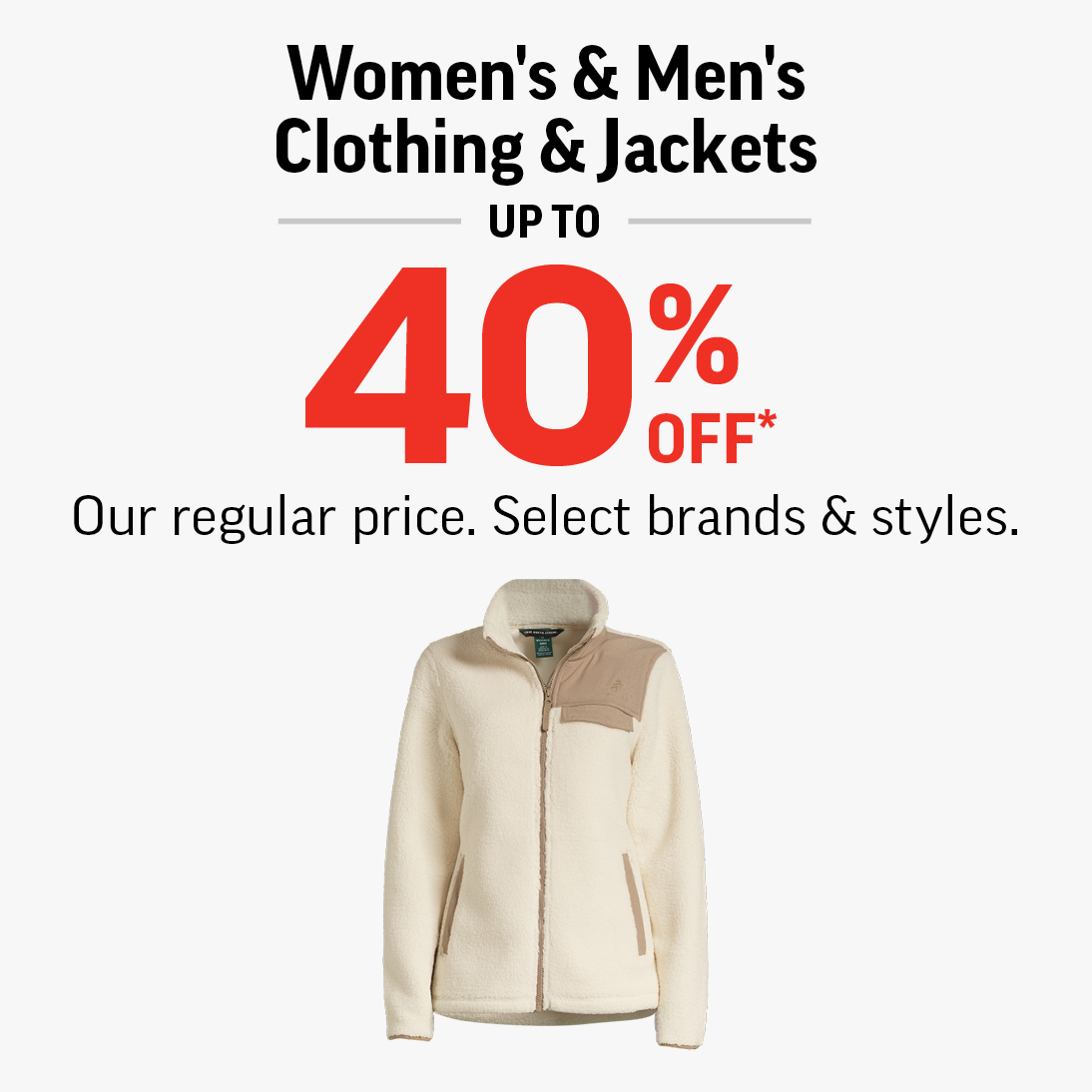 Women’s &amp; Men’s Clothing &amp; Jackets Up To 40% Off! icon