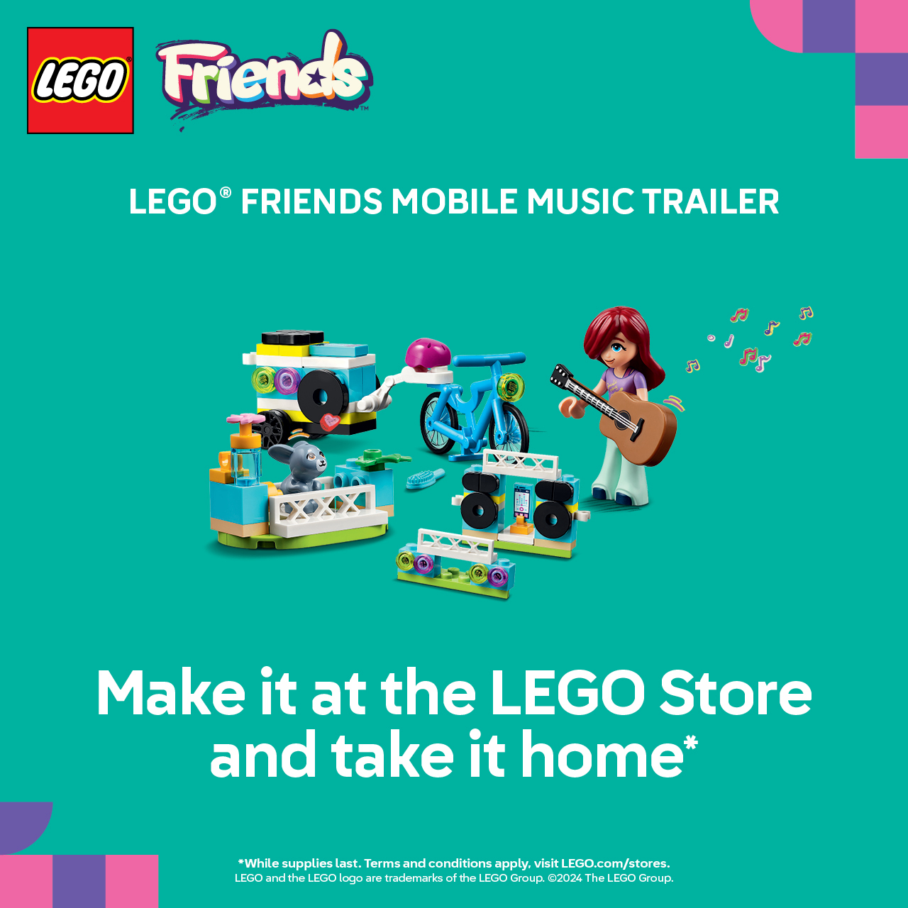 Build a LEGO® Friends Mobile Music Trailer at The LEGO Store and take it home with you! icon