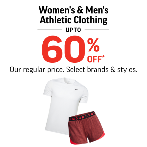 Up To 60% Off Women’s & Men’s Athletic Clothing icon