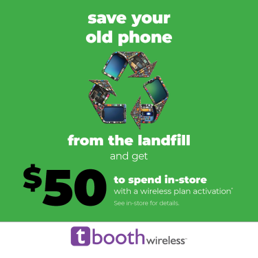 Tbooth Wireless – Save your old phone from the landfill and get $50* icon