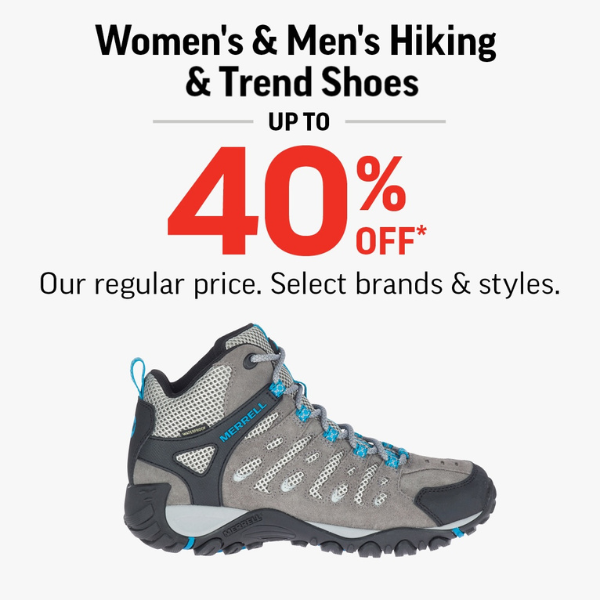 Women’s & Men’s Hiking & Trend Shoes Up To 40% Off! icon