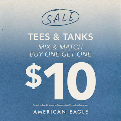 American Eagle Tees & Tanks Buy One Get One for $10! icon