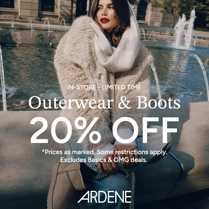 20% off outerwear and boots #ardenelove icon