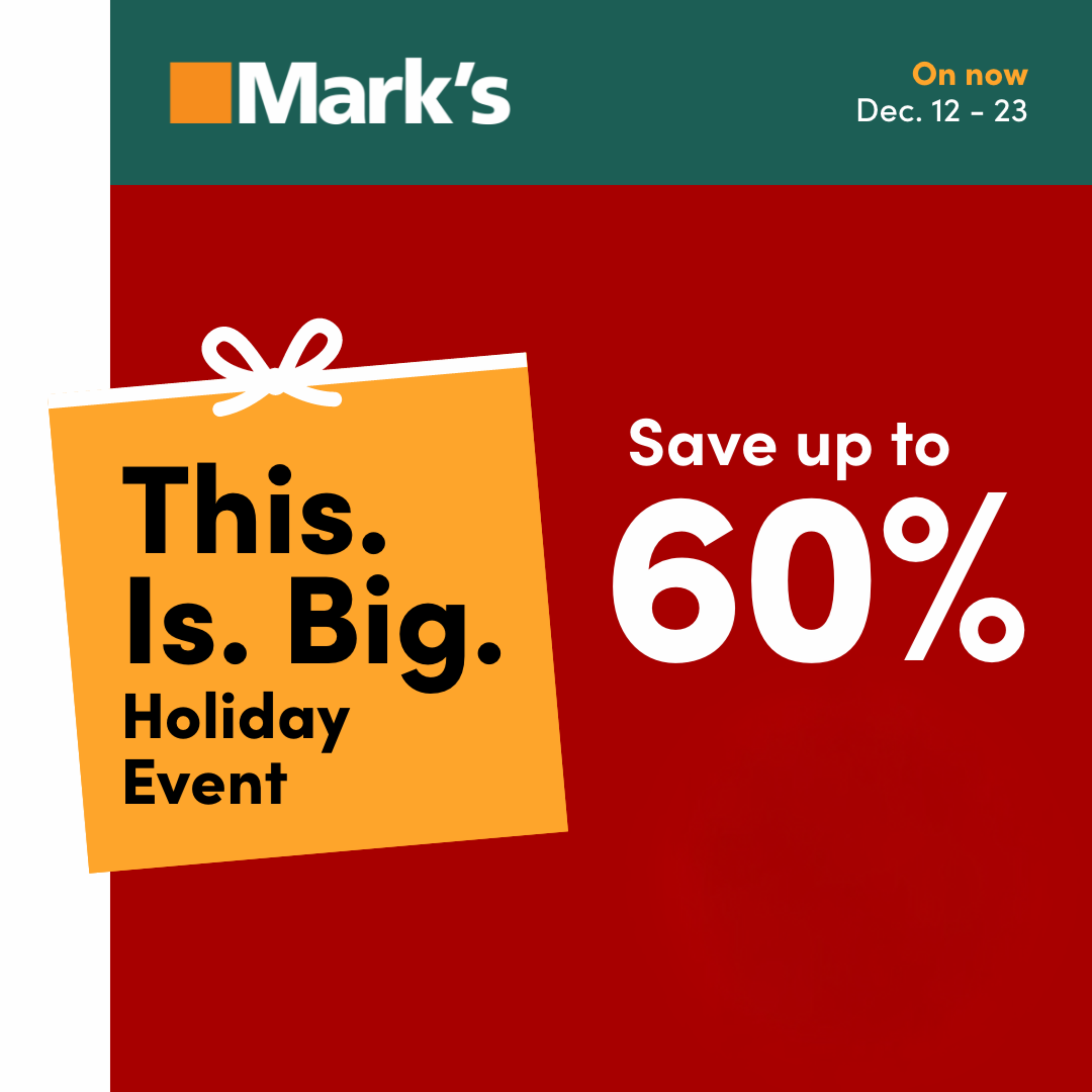 This. Is. Big. Holiday Event. Save up to 60% icon