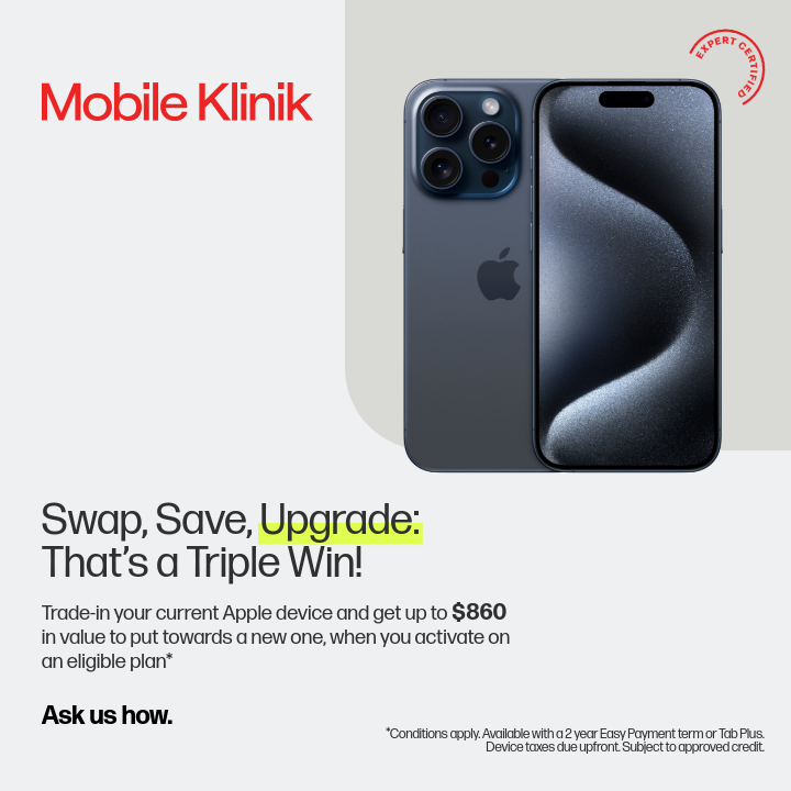 Trade-in your current Apple device and get up to $860* in value icon