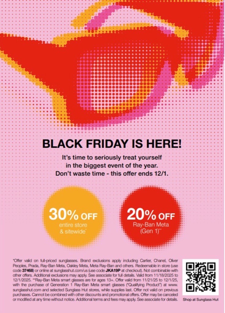 BLACK FRIDAY DEALS AT SUNGLASS HUT! icon