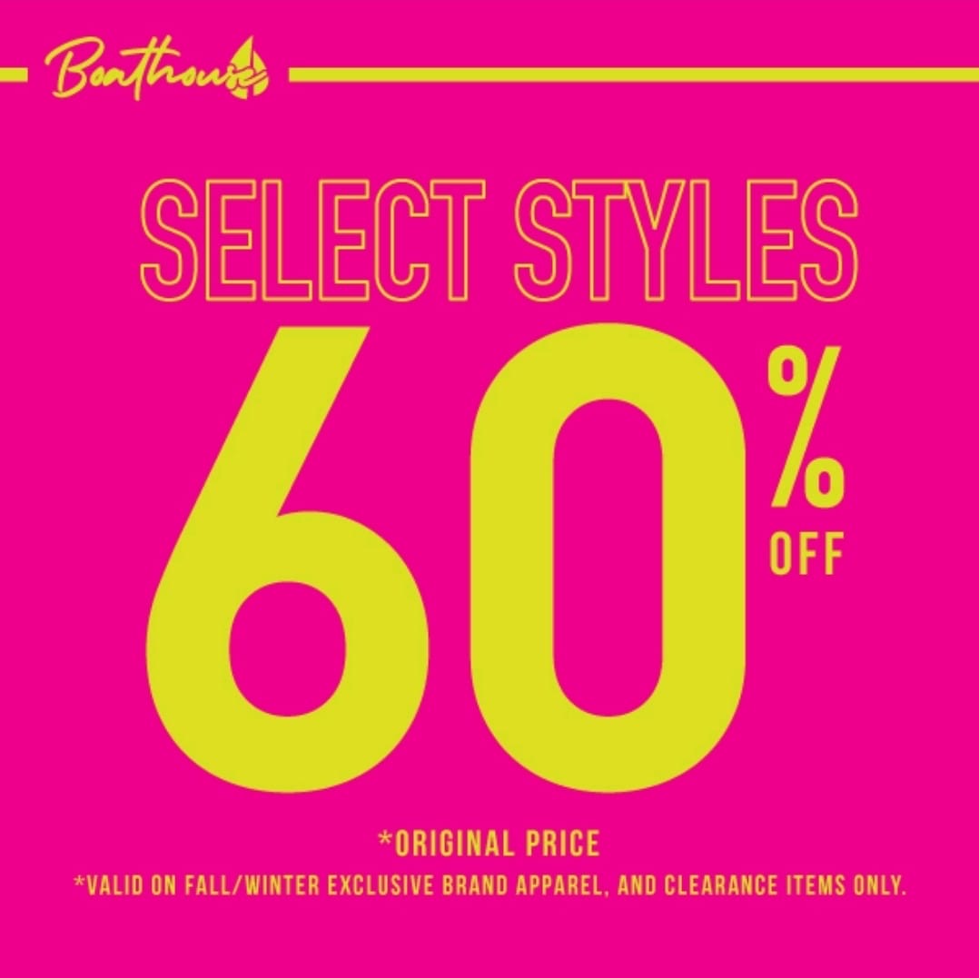 60% off all fall/winter exclusive brand apparel. 60% off original price of all sale items icon