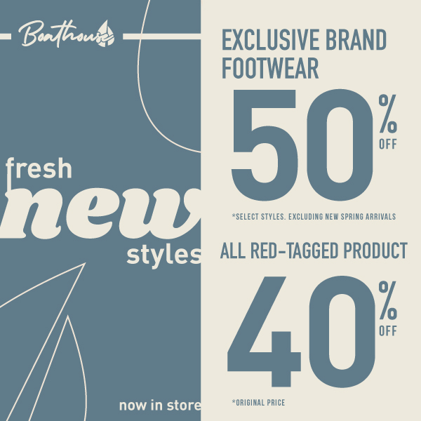 40% red ticket sale items, 50% Harlow and Blackwell fall/winter footwear icon