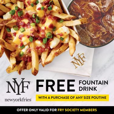 Free Fountain Drink with a Purchase of Any Size Poutine icon