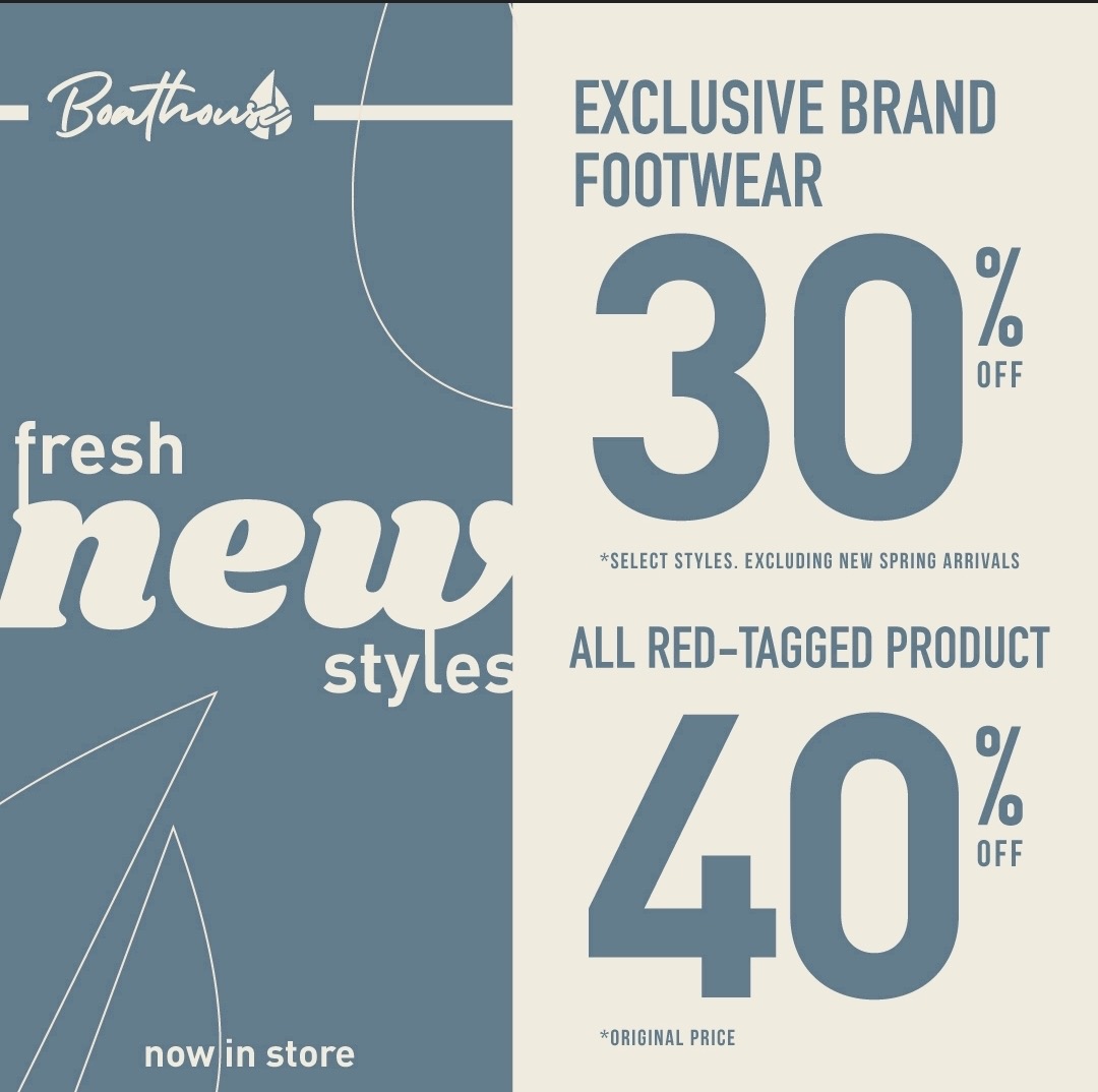 30% off Harlow and Kolby footwear. Additional 40% off red ticket sale items icon