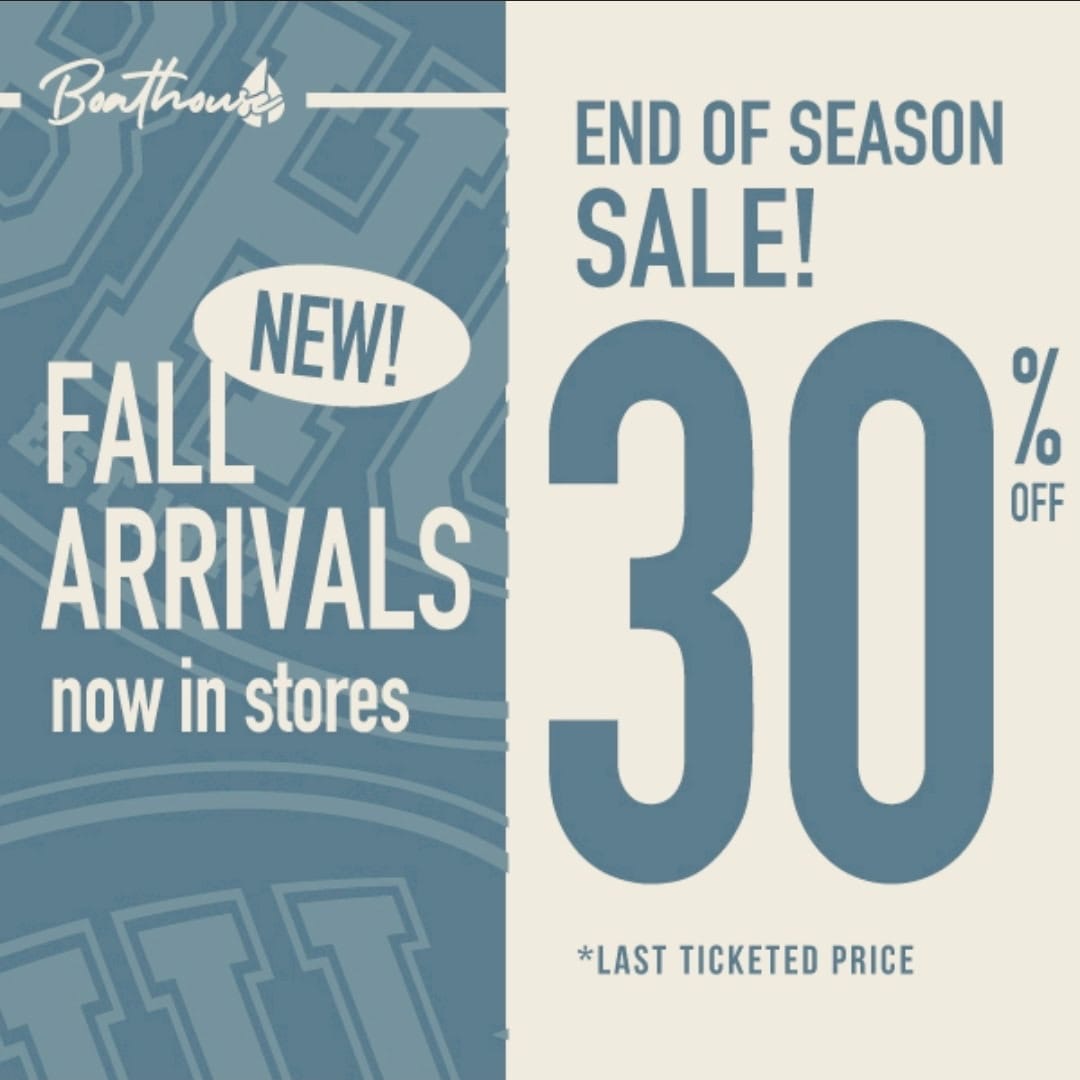 30% off spring/summer Harlow and Kolby apparel. Additional 30% off all sale merchandise. New Fall arrivals in store! icon