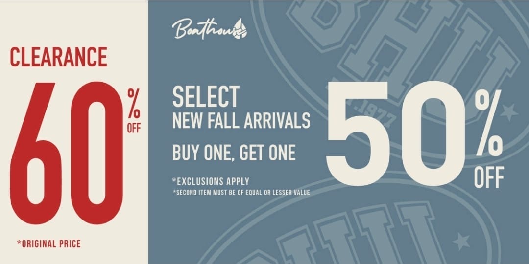 Buy one get one 50% Harlow and Kolby new arrivals. 60% off the original price of all clearance merchandise icon